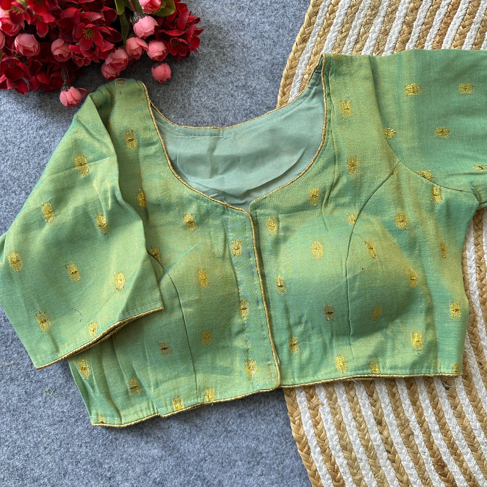 Wamika Embroidery Blouse-Sage green